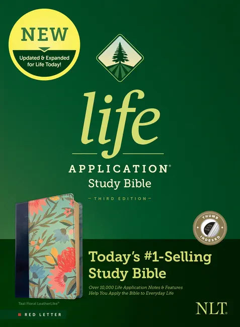 Life Application Study Bible, teal floral imitation leather cover, NLT