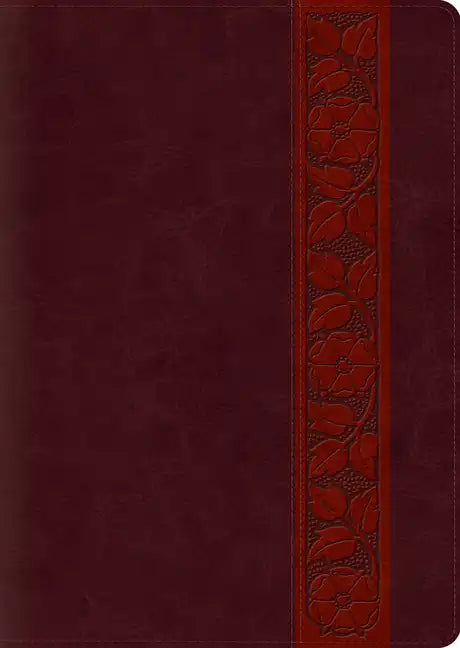Imitation leather study Bible cover with trellis spine panel in dark red