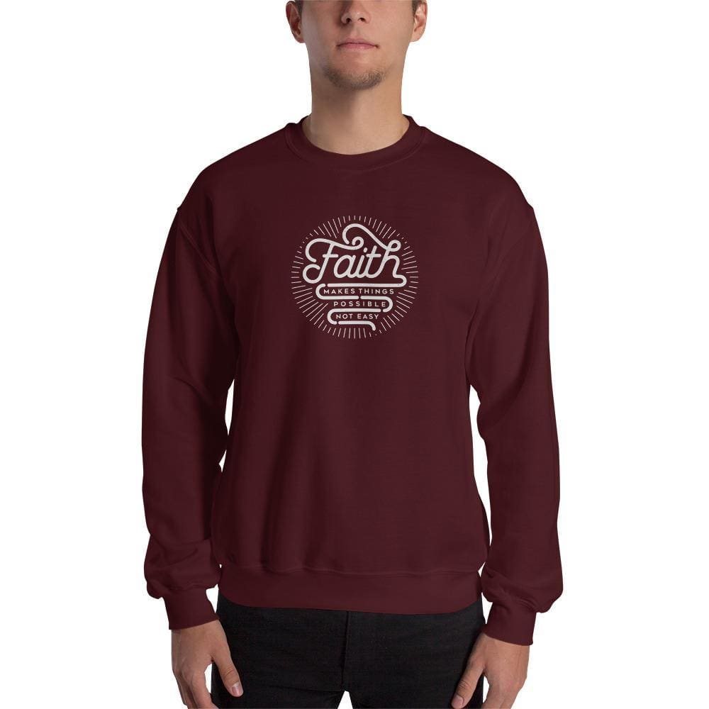 Crewneck faith logo sweatshirt, long sleeves, ribbed cuffs and hem, maroon