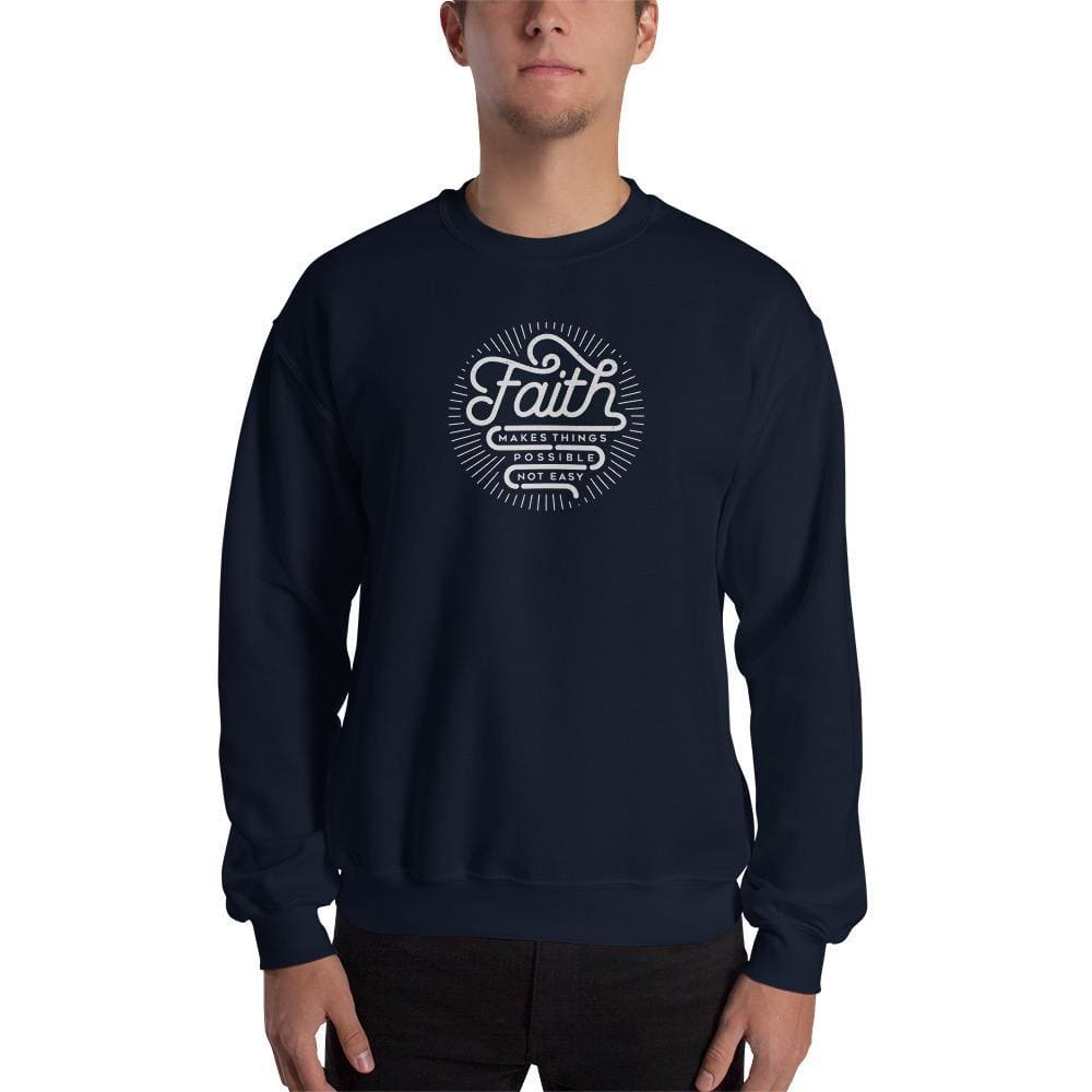 Crewneck faith logo sweatshirt, long sleeves, ribbed cuffs and hem, navy