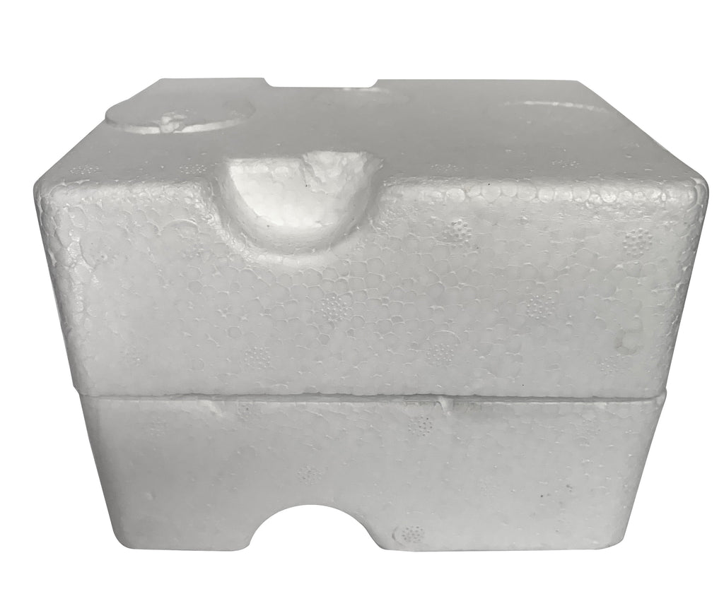 Foam mug shipping container with molded handle cutout