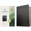 Black bonded-leather personal-size study Bible cover with textured finish