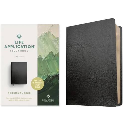 Black bonded-leather personal-size study Bible cover with textured finish