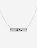 Silver chain pendant necklace with rectangular G>AV bar
