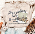 Light sand sweatshirt with front script and floral photo graphic