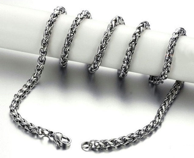 Stainless steel link chain necklace with clasp, no pendant