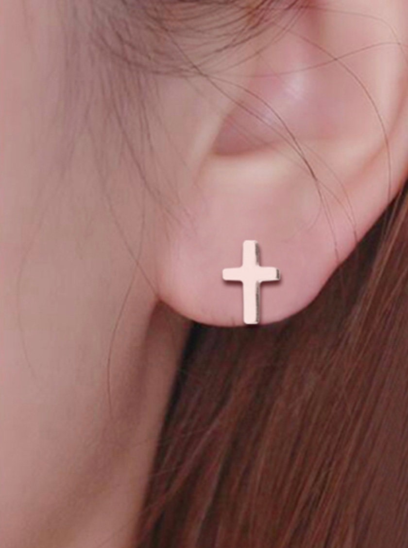 Silver cross stud earrings with post backs
