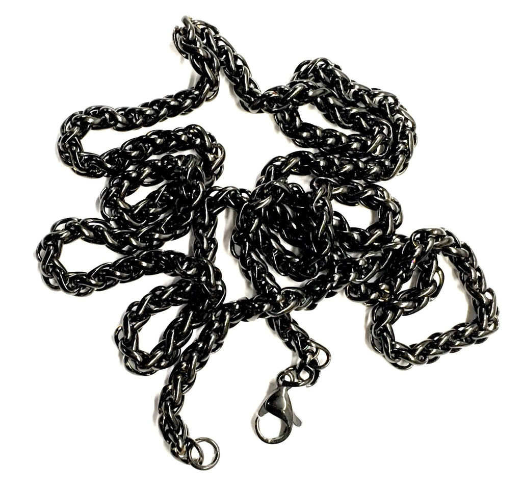 Stainless steel curb-link necklace chain with lobster clasp and rings