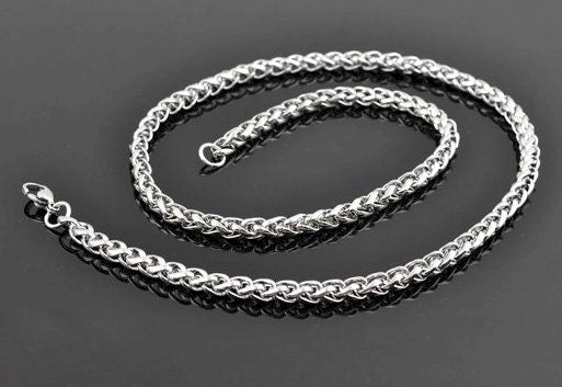 Stainless steel curb link chain necklace, coiled