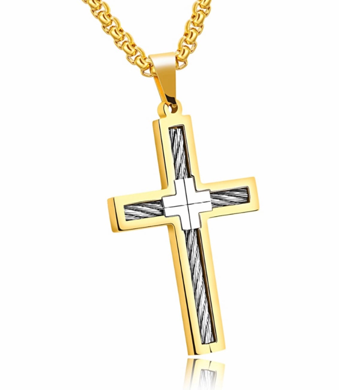 Gold-tone crucifix cross pendant necklace with chain