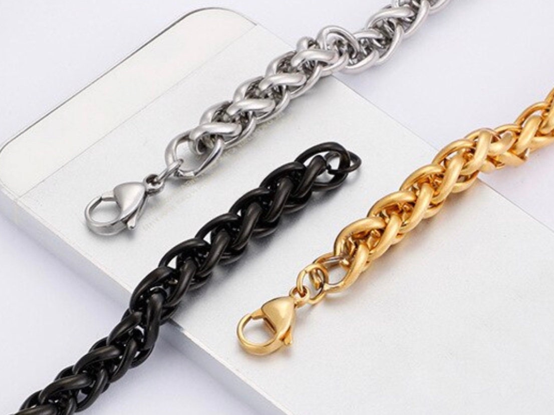 Black, silver, and gold chain necklaces with lobster clasps