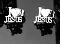 Heart Jesus stud earrings in silver-tone metal