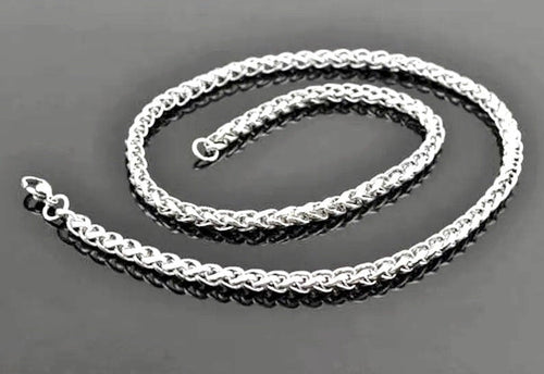 Silver-tone braided chain necklace, looped in a U shape