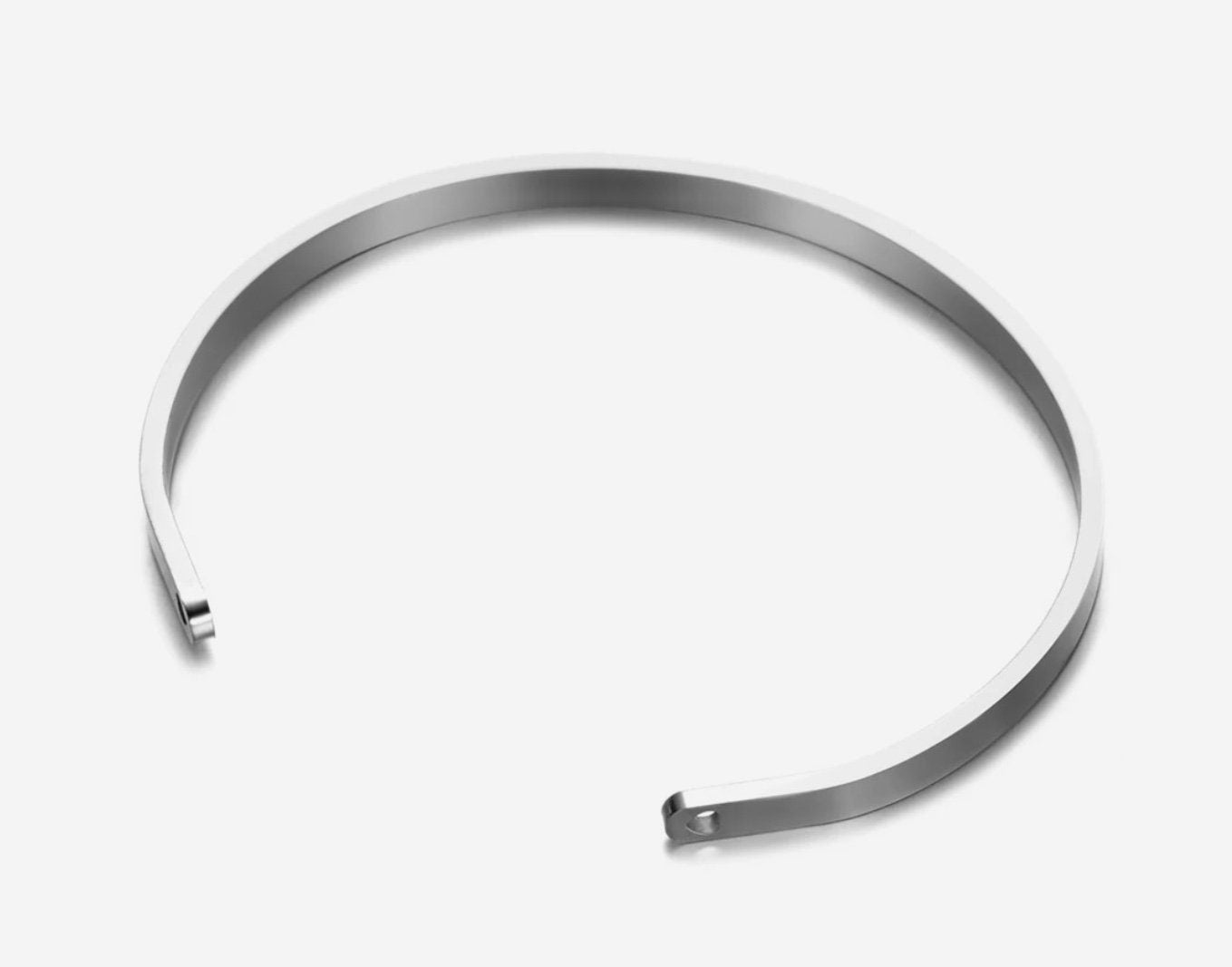 Stainless steel open cuff bracelet with clasp ends