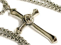 Silver-tone crucifix cross pendant with linked chain