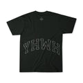 Oversized black T-shirt with large YHWH graphic on front
