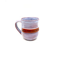 Ceramic mug with handle, purple glaze, text 'JESUS TAKE THE WHEEL' around center