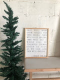 Buddy the Elf framed wall art with quote text in light wood frame