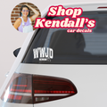 WWJD car vinyl decal with Philippians text on car rear window