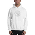 White Christian pullover hoodie with front faith logo