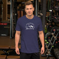 Men's heather navy short-sleeve T-shirt with Faith can move mountains graphic