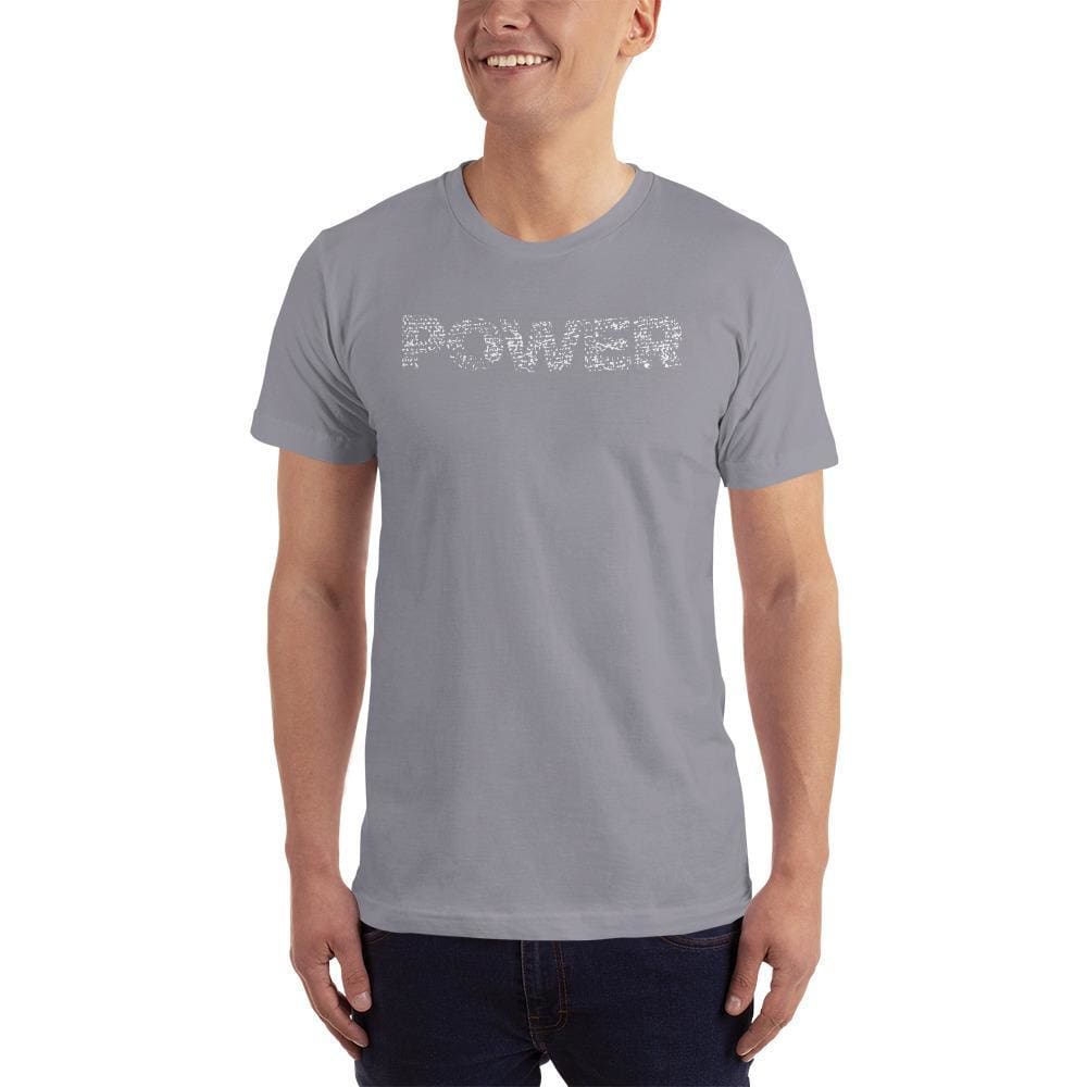 Men's power & grit t-shirt, light gray crew neck with front graphic print