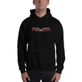 Men's power hooded sweatshirt, black with front pouch pocket and Power logo