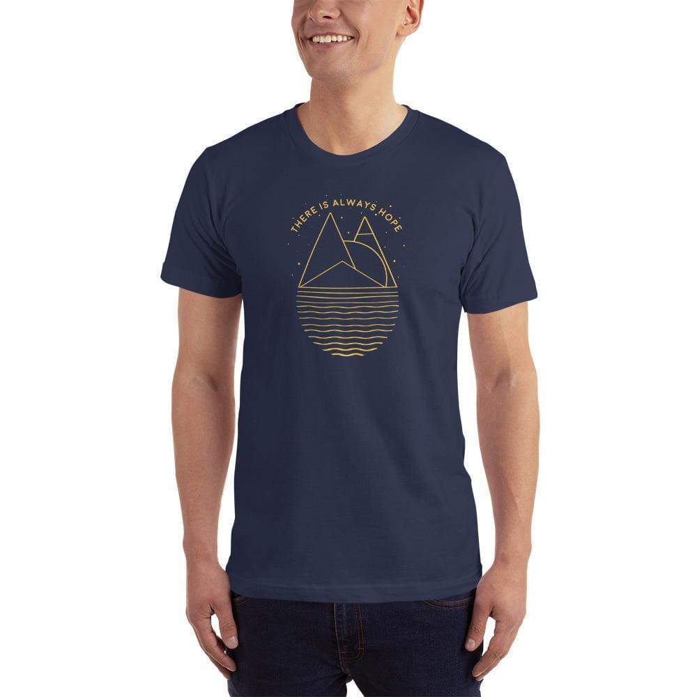 Men's short-sleeve T-shirt in navy with yellow hope graphic print