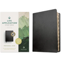 Personal-size study Bible in black bonded leather with indexed edge