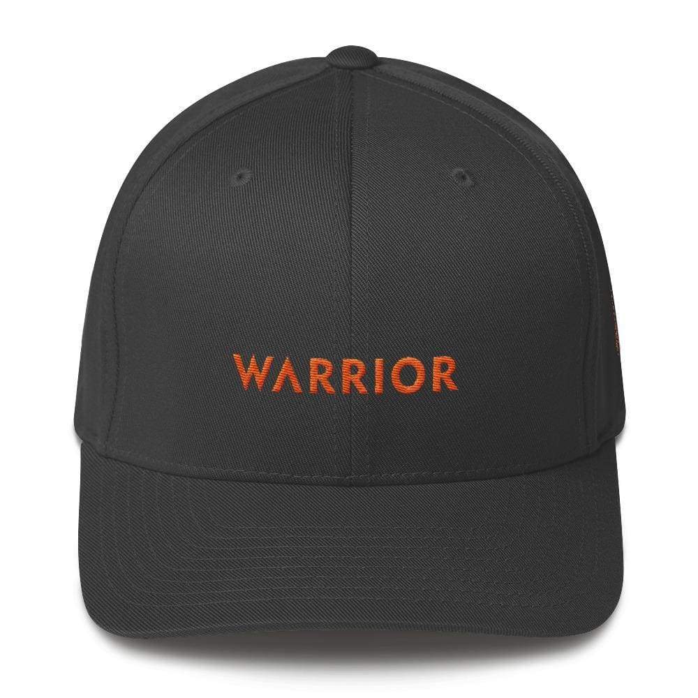 Dark grey cap with orange "WARRIOR" text on the front panel