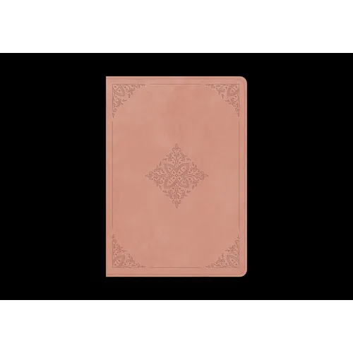 Blush rose faux leather study Bible with fleur-de-lis corner pattern