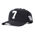 Black snapback cap with large white "7" logo on front panel