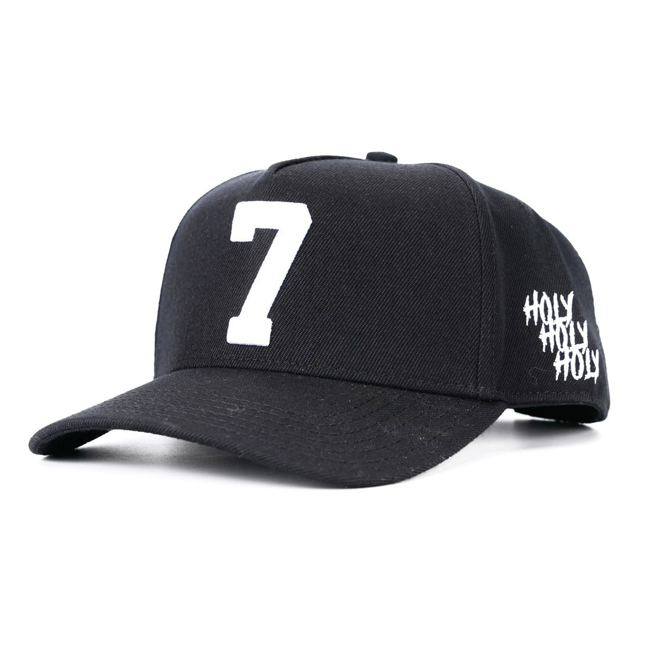 Black snapback cap with large white "7" logo on front panel