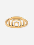 Gold-tone rainbow arch ring with stacked cutout arches