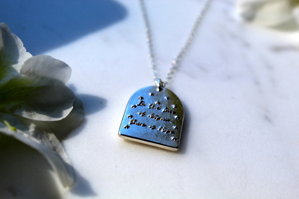 Sterling silver necklace with blue enamel heart pendant and fine chain