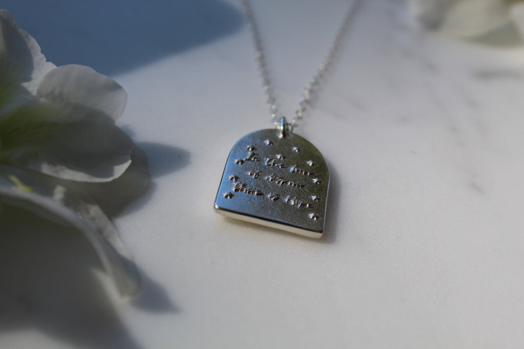 Sterling silver necklace with blue enamel heart pendant and fine chain