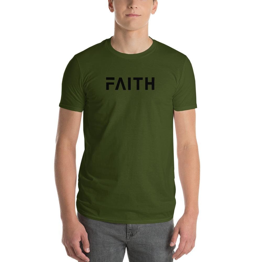 Men's city green T-shirt with FAITH logo across front