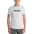 Men's white T-shirt with FAITH logo on chest