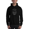 Black graphic hoodie sweatshirt with front pocket and drawstring hood