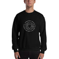 Black Christian crewneck sweatshirt with circular faith graphic on chest