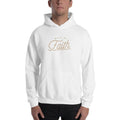 White Christian hoodie sweatshirt with 'Walk by Faith' front graphic