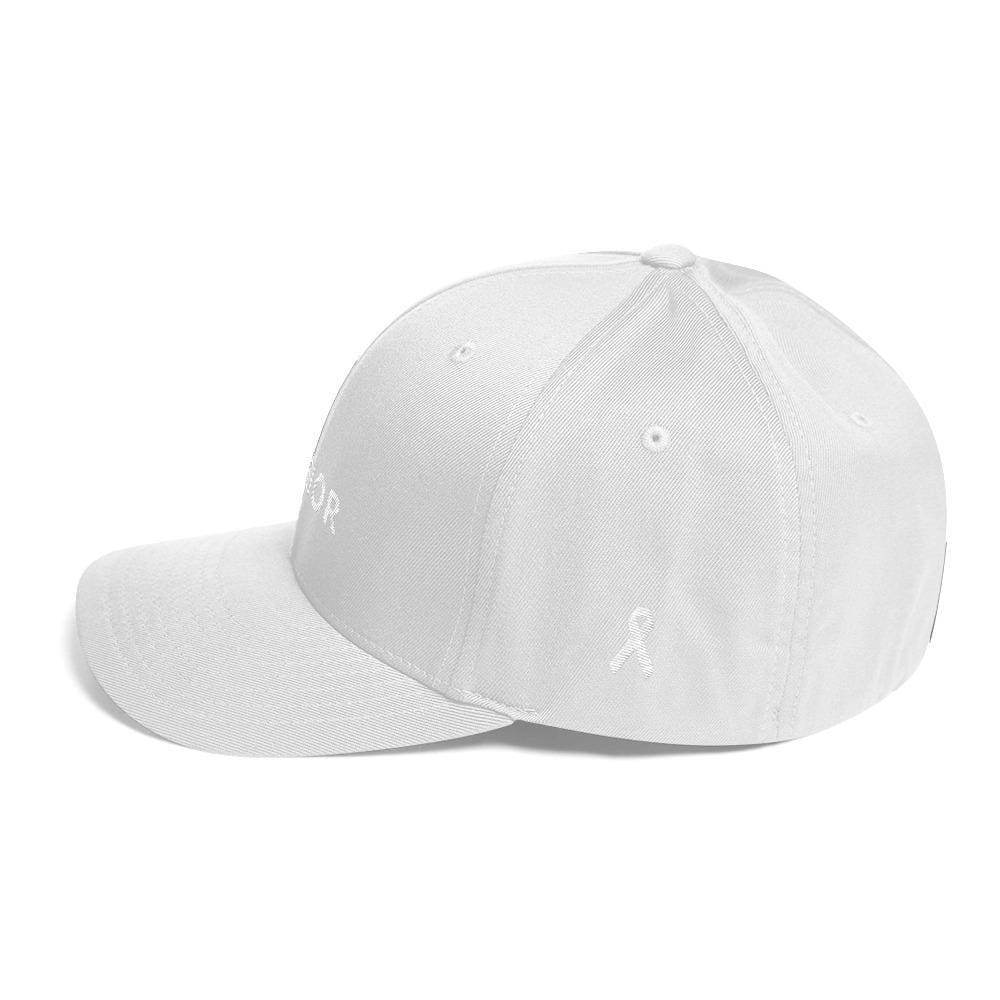 Light grey fitted cap with stitched eyelets and small side logo