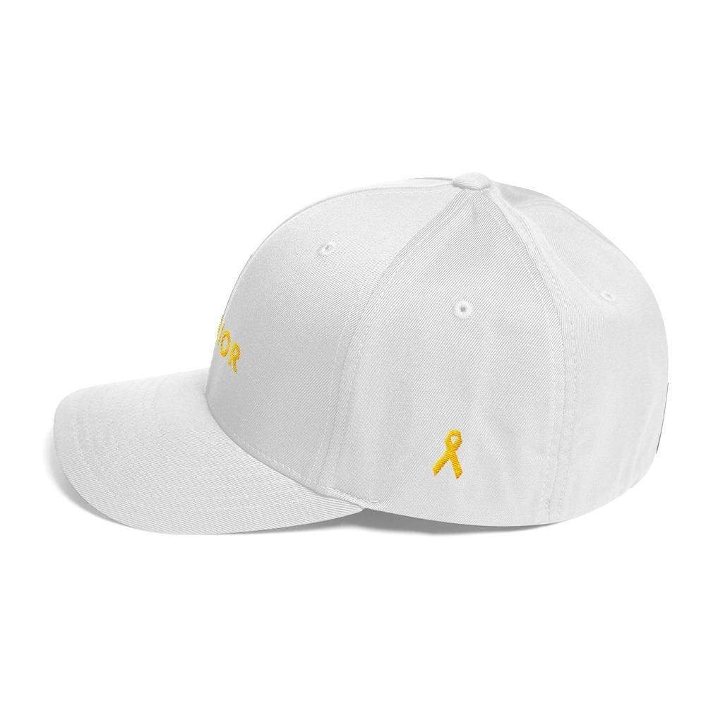 Light fitted baseball cap with a yellow ribbon logo on the side panel