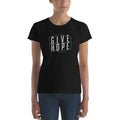 Women’s black T-shirt with “GIVE HOPE” front graphic