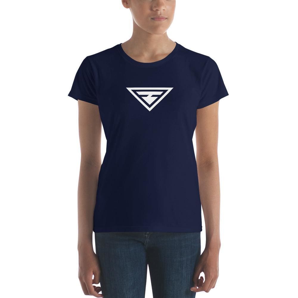 Navy crew-neck hero logo T-shirt, short sleeves, white triangle graphic