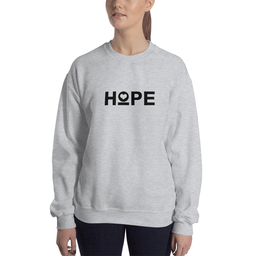 Sport grey women's crewneck sweatshirt with HOPE logo on front
