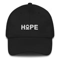Women's Hope heart dad hat, black, with HOPE heart logo