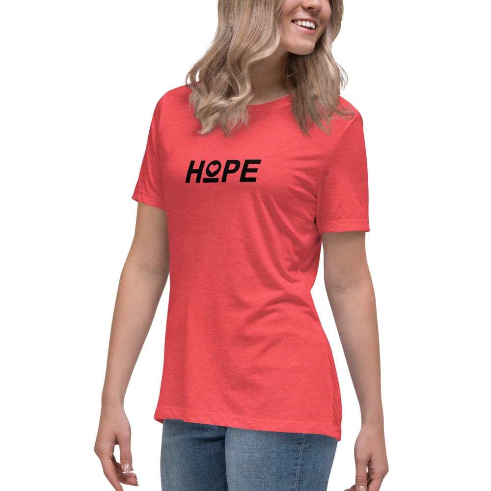 Women's red Hope heart t-shirt, crew neck short sleeves