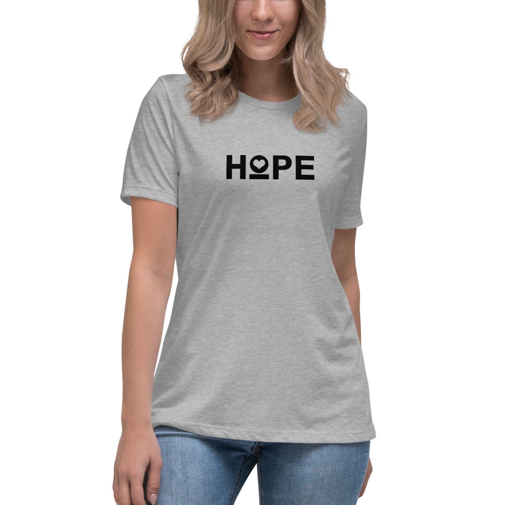 Women's Hope heart graphic t-shirt in heather gray, crew neck short sleeves