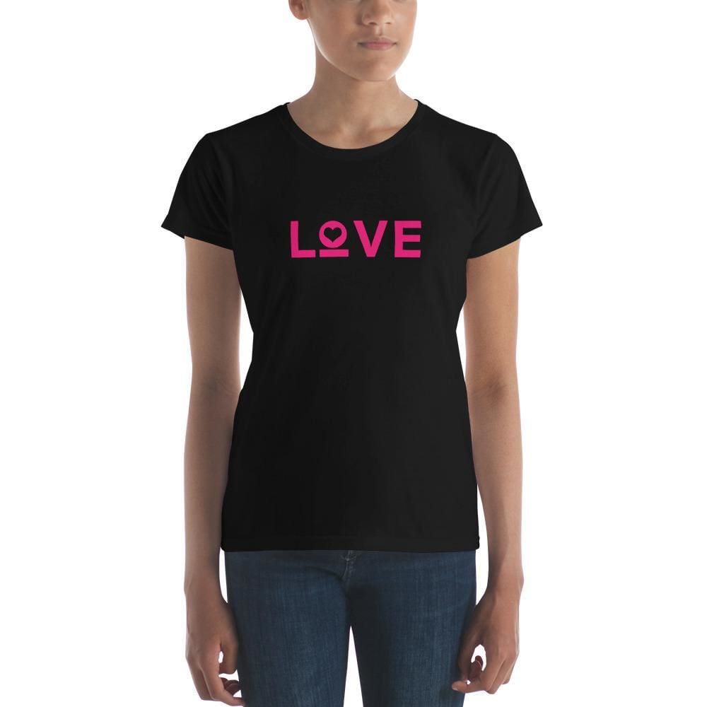 Women's Love graphic T-shirt in black with pink 'Love' print